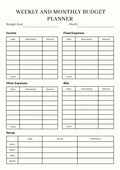 WEEKLY AND MONTHLY BUDGET PLANNER